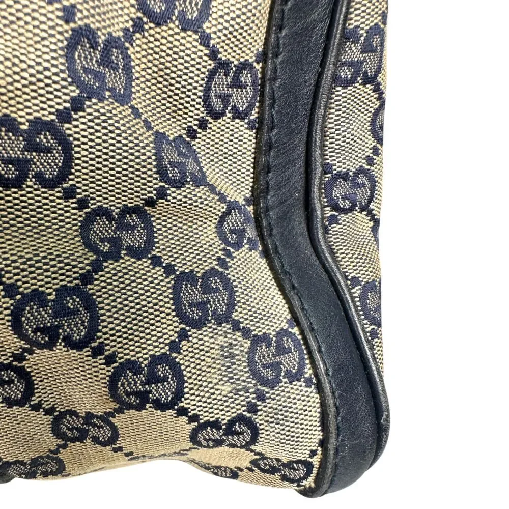 Gucci Vintage Web Boston GG Canvas Navy Red Satchel Medium - FLAWS READ - Picture 13 of 13